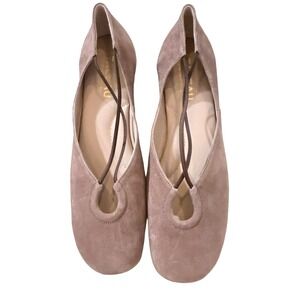 Italeau‎ Bria Flexlite Taupe Italian Suede Ballet Flats Crisscross Strap Size 41